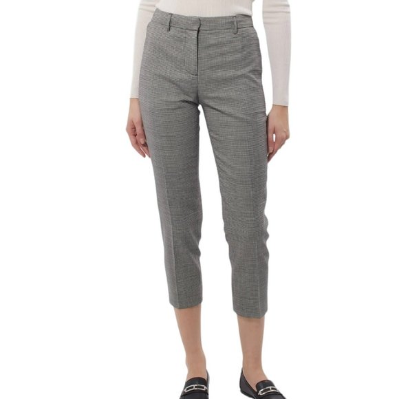 🆕 Burberry Houndstooth Wool Cropped Trousers - Picture 1 of 13